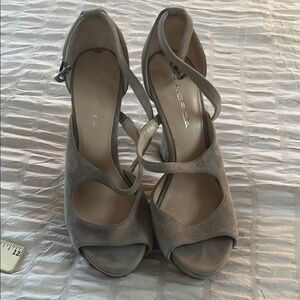 Via Spiga Gray Strappy Heels